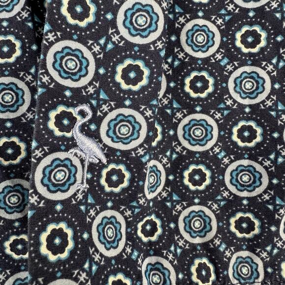 TailorByrd Men's M Geometric Floral Print Shirt Blue Flip Cuff Contrast Accents - Picture 2 of 8